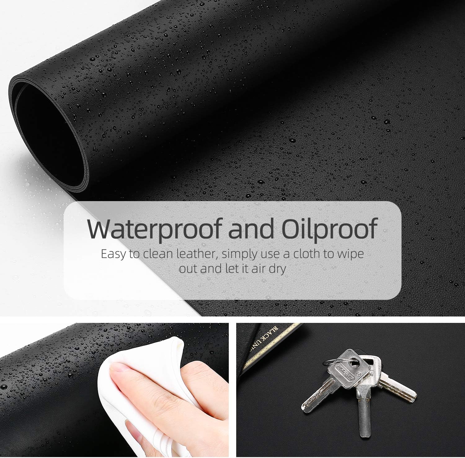Dual-Sided Multifunctional Desk Pad, Waterproof Desk Blotter Protector, Leather Desk Wrting Mat Mouse Pad (31.5" x 15.7", Black) : Office Products