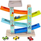 TOWO Zig Zag Ramp Toy – Slide Track with 4 Cars & Rooftop Parking Playset view 7