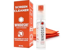 WHOOSH! Screen Shine Go 30 ml – Refillable Laptop Cleaner, Safe Streak-Free Glasses Cleaning Spray for TV, OLED, MacBook, Mon