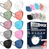 FENFEN KN95 Face Masks for Adults, 50 Pack 10 Colors Disposable KN95 Masks, 5 Layer Breathable Individually Wrapped Face Masks with Designs, Filter Efficiency 95%