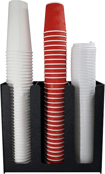 Amazon Haitian カップディスペンサー 紙コップホルダー 三段紙コップ収納ラック ブラック 使い捨てコップ 紙コップ プラスチック製のコップを収納可能 食洗機を使用可 腐食せず劣化しにくい コンビニ カフェ バー レストラン 会議室 学校などで使用可能 Abs