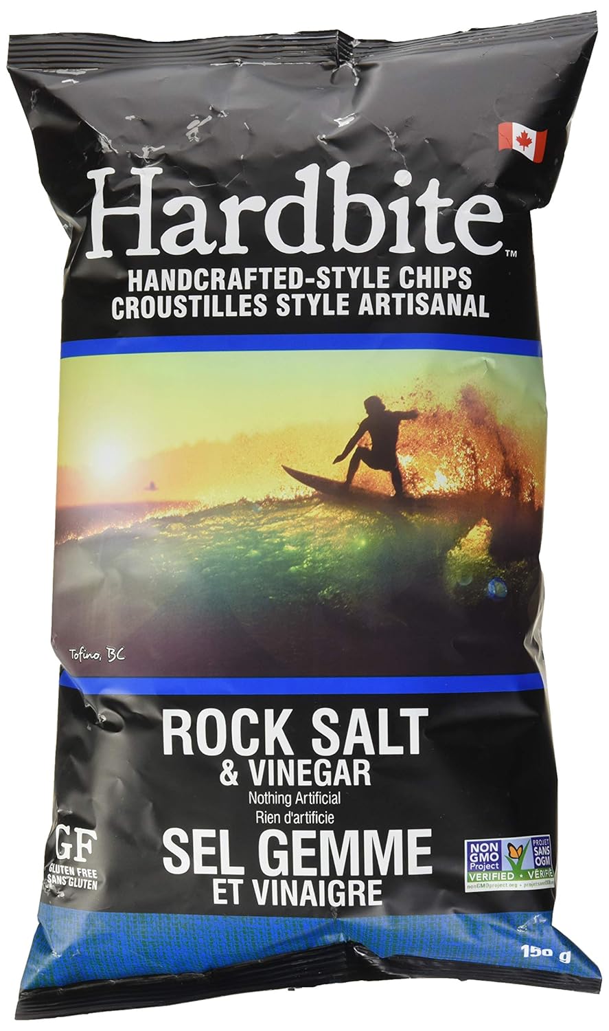 Hardbite Rock Salt and Vinegar Potato Chips, 150g Amazon.ca Grocery