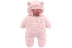 AiWMGL Baby Snowsuit Fleece Jumpsuit Newborn Winter Clothes Toddler Girls Boys Romper Thick Warm Hooded Bear Onepiece Outfit