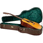 Crossrock Wooden Dreadnought Guitar Case for Martin D-28 / Taylor Grand Auditorium | Blossom Brown Faux Leather, Forest Green Velvet Interior, Lock &ndash; Designer Series(CRW530D28BQ)