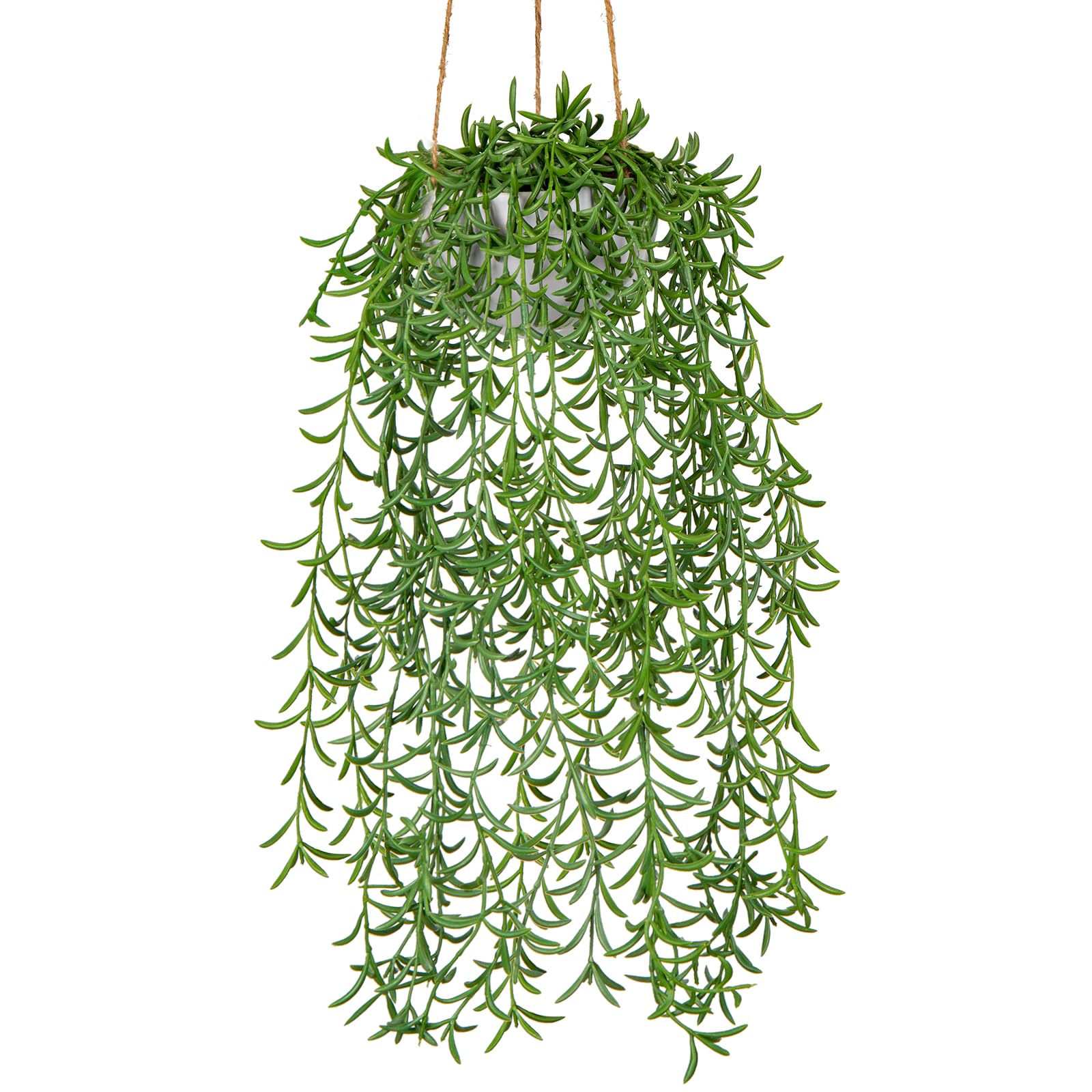 Oairse Artificial Hanging String of Pearls Plant 43cm Faux Trailing Succulent in White Pot, Indoor Hanging Plants for Home Wall Decor, Bathroom, Office, Boho Shelf Decoration