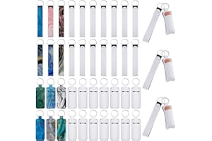 Yisong 40 Pieces Sublimation Blank Wristlet Lanyards with Lipstick Holder Keychains, Blank Neoprene Wristlet Lanyards Strap with Blank Lipstick Keychain Holder Set for Heat Transfer Craft DIY