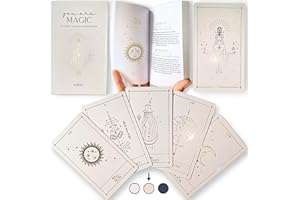 Soleia Original Tarot Cards Deck with Guide Book & Box | 78 Gold Foil Tarot Cards for Beginners & Experts | Modern Rider Waite Tarot Deck | Tarot Gifts for Adults | Beige Tarot Cards