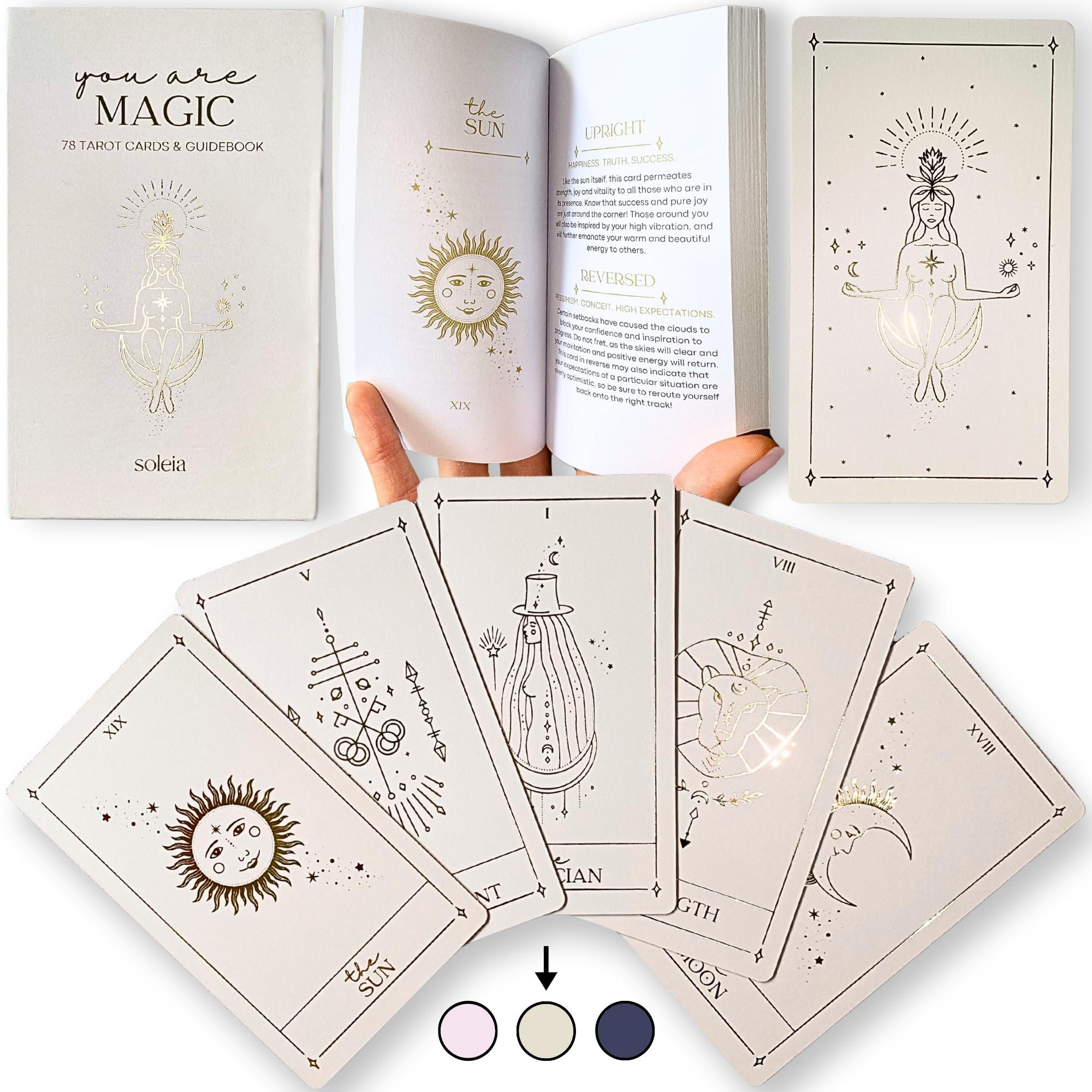 Mua Soleia Original Tarot Deck with Guide Book & Box | 78 Gold Foil ...