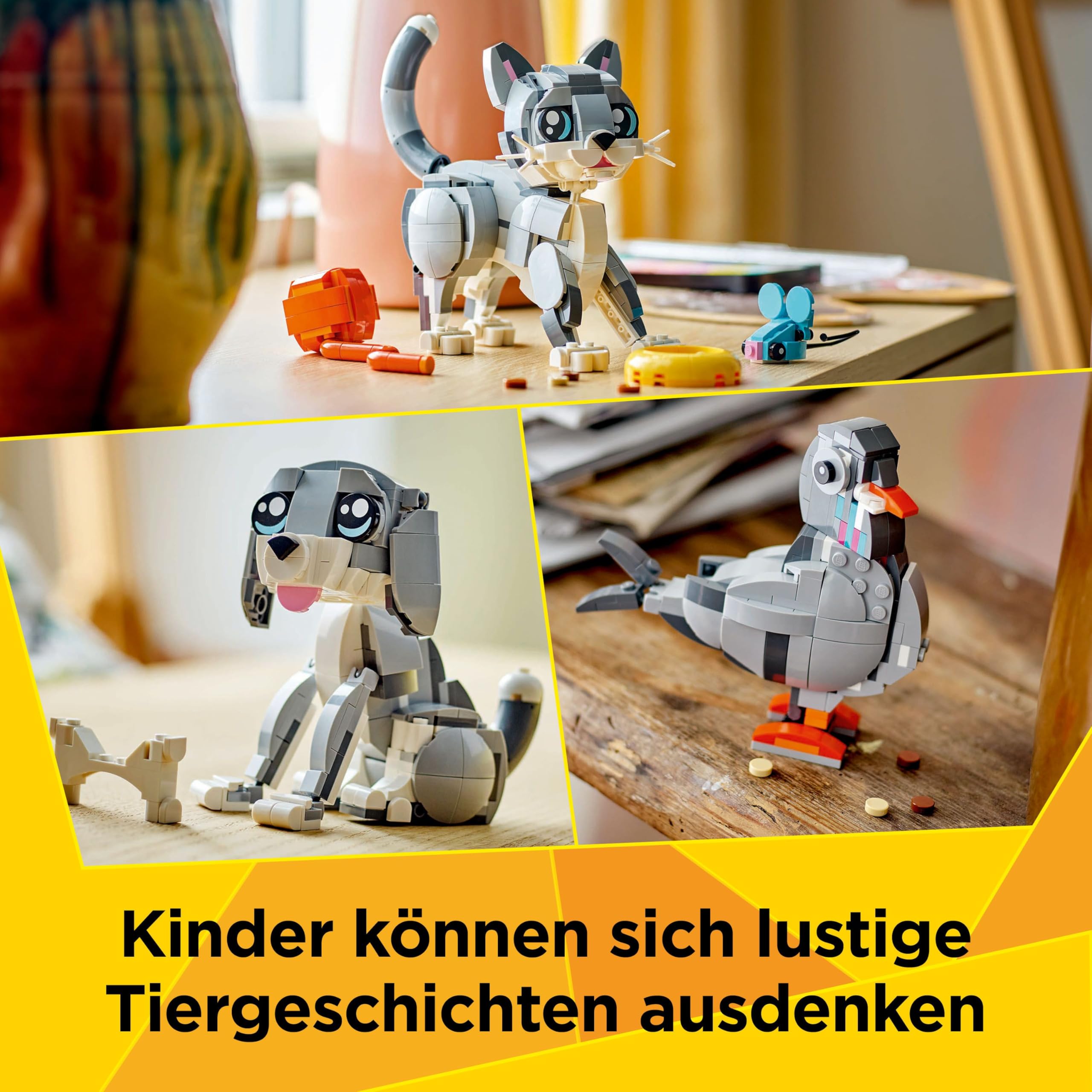 LEGO Creator 3in1 Graue Katze - Tierfigur umbaubar in Taube oder EIN Hund - Kreatives Geburtstagsgeschenk für Mädchen & Jungen ab 8 Jahren - 31163 3