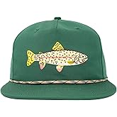 Snapback Adjustable Fishing Hat – Lightweight Polyester Rope Trucker Hat with Embroidered Trout for Outdoor & Sports