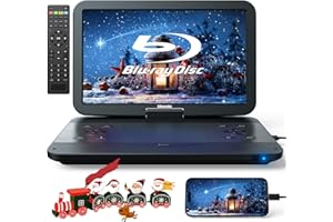GOnavidio 17.6" Portable Blu Ray DVD Player with 15.4" Large Screen, HDMI in/Out, Sync Screen, 4000mAh Rechargeable Battery, 1080P MP4 MKV Video, Surround Audio, USB/TF Card(Include HDMI Cable)