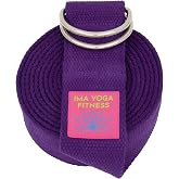 Extra-Wide 2 Inch Cotton Yoga Strap: Stretching, Physical Therapy, Exercise | Slip-free steel D-rings; adjustable; non-slip; 8 &amp; 10 ft lengths; storage bag + e-book; hamstring &amp; legs; flexibility &amp; rehab