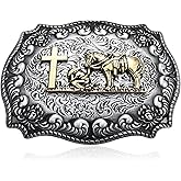 LYTOPTOP Western Cowboy Texas Retro Celtic Cross Horse Man Religious Christmas Halloween Belt Buckle Gifts