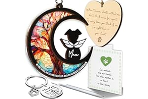 VINATIMES 6" DIY Dog Angel Memorial Suncatcher, Engraved Pet Memorial Ornament, Pet Sympathy Keychain, Loss of Animal Sympathy Card, Rainbow Bridge Dog Loss Gift, My Favorite Hello Hardest Goodbye PS190