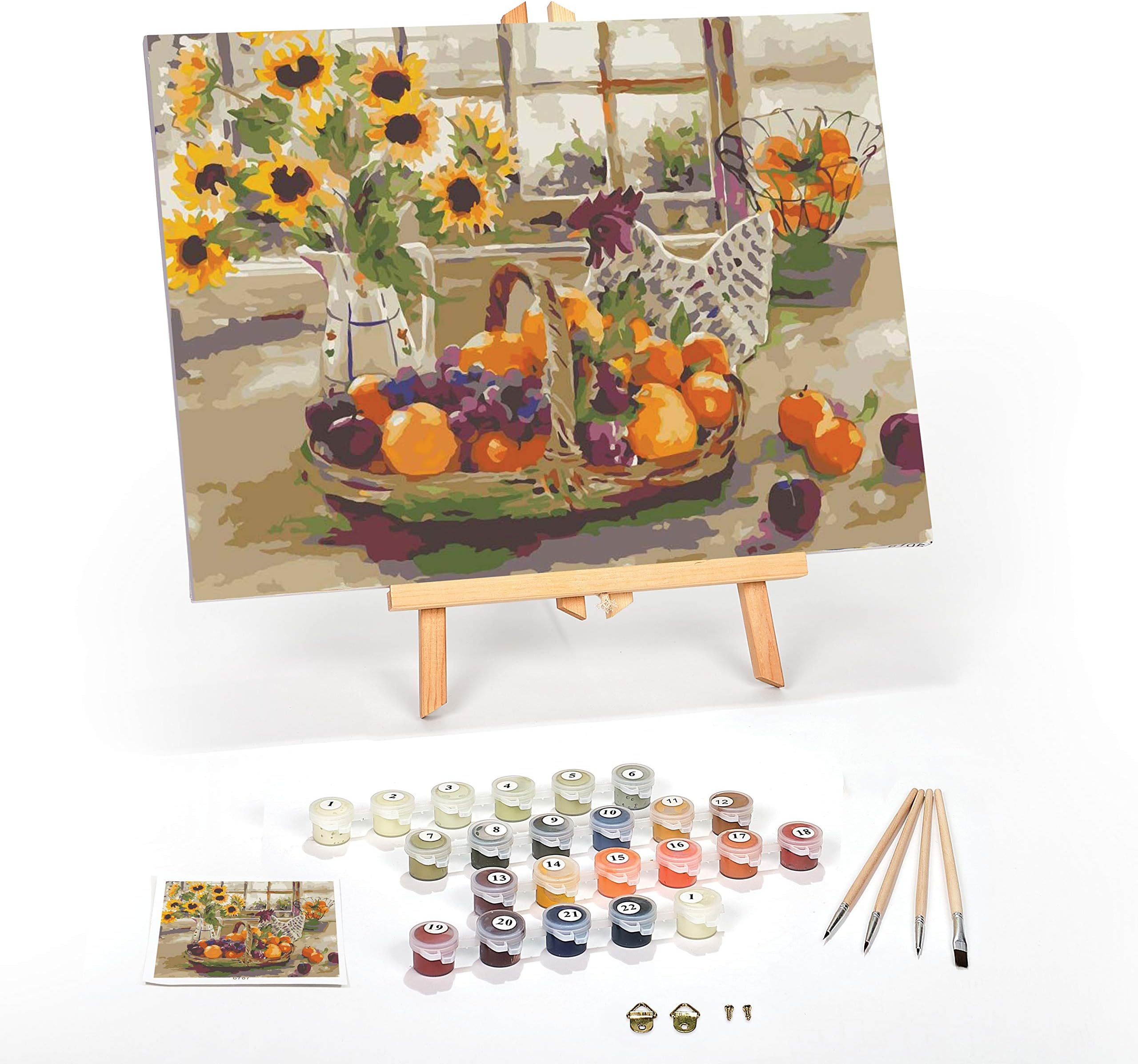 Ledgebay Paint by Number for Adults Framed Canvas: Beginner to Advanced Number Painting Kit - Kits Include Acrylic Paints, (4) Brushes & Tabletop Easel (Country Sunshine, 16" x 20" Framed)