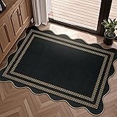 LORWER Easy Jute Outdoor Mats for Front Door, 2x3 Small Washable Kitchen Rugs, Farmhouse Black Throw Rug Non Slip Indoor Outdoor Carpet for Porch Entryway Foyer
