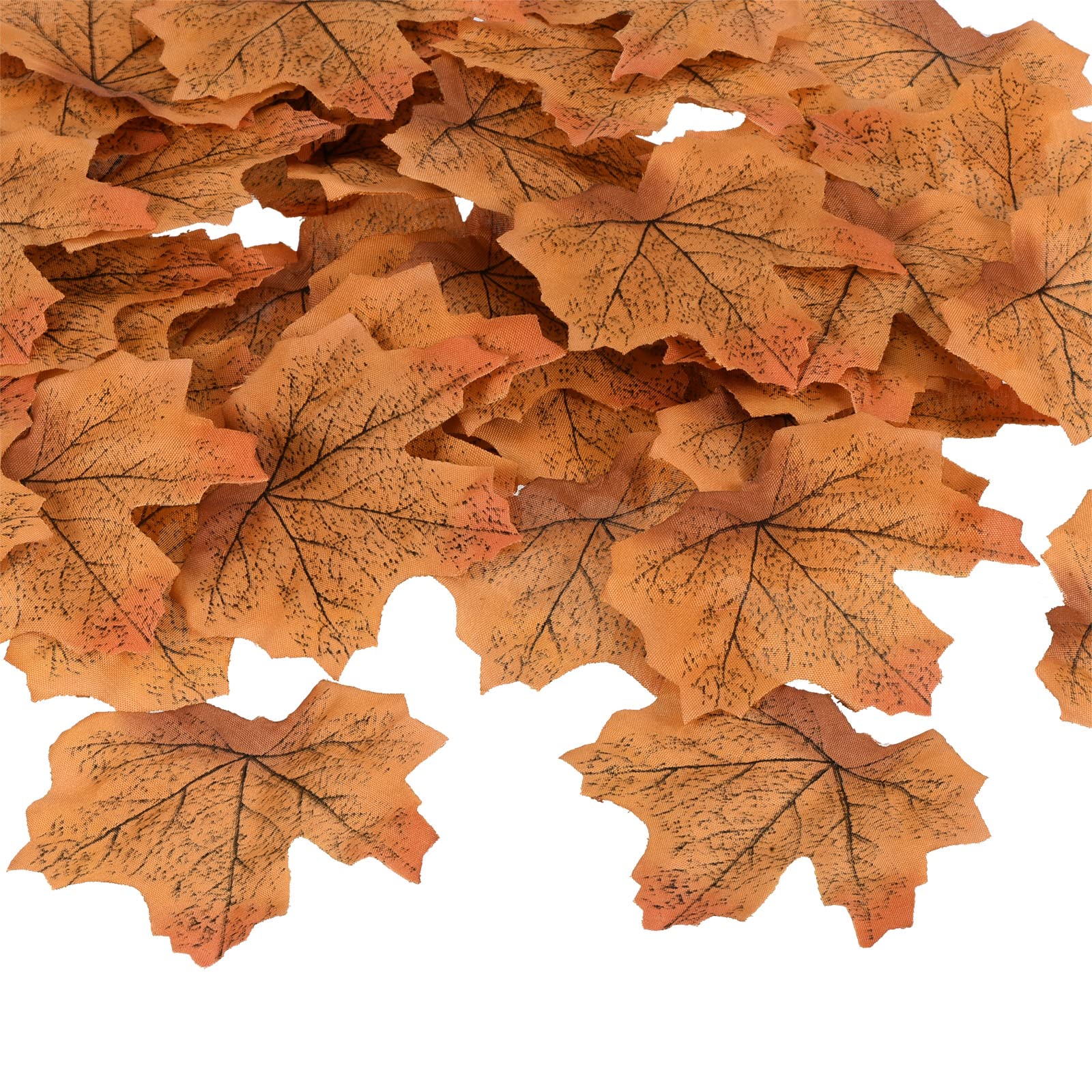 PATIKIL Artificial Leaves, 500 Pcs Fall Maple Autumn Fake Leaf for Wedding Party Thanksgiving Halloween Decoration, Coffee Yellow