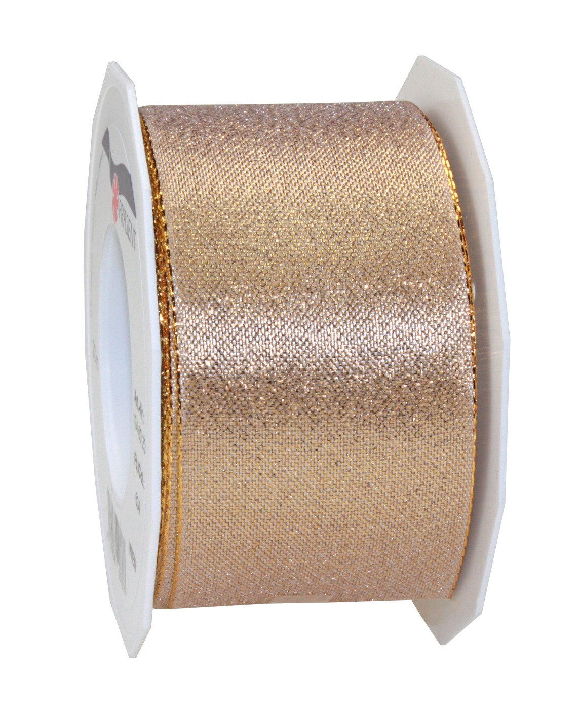 PRÄSENT C.E. Pattberg WIEN Gift Ribbon in Gold, Metallic Mesh, 22 Yards, 2.4 Inches Width, Perfect for Every Occasion