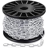 Yaocom Stainless Steel Hanging Chain Light Duty Jack Chain Silver Metal Chain Link Roll Chain Spool Metal Light Fixture Chain Utility Chain for Bird Feeders, Artworks, Flowerpots(3/25 in × 65.6 ft)