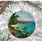 DanielDesign Costa Maya Christmas Ornament - Travel Costa Maya Gift - Stained Glass Style Ceramic Keepsake - Travel Gift for Tree Decoration Printed on Both Sides