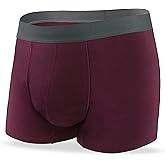 REELINDRY Men’s Incontinence Underwear Washable Leak Proof Boxer Briefs Absorbency 2.3 oz Prostate Bladder Control 1 Pack (Maroon, 2XL)