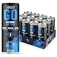 Jocko Fuel Blue Raspberry Energy Drink, 12 Pack, 0 Sugar, 95mg Caffeine, Supports Brain Health