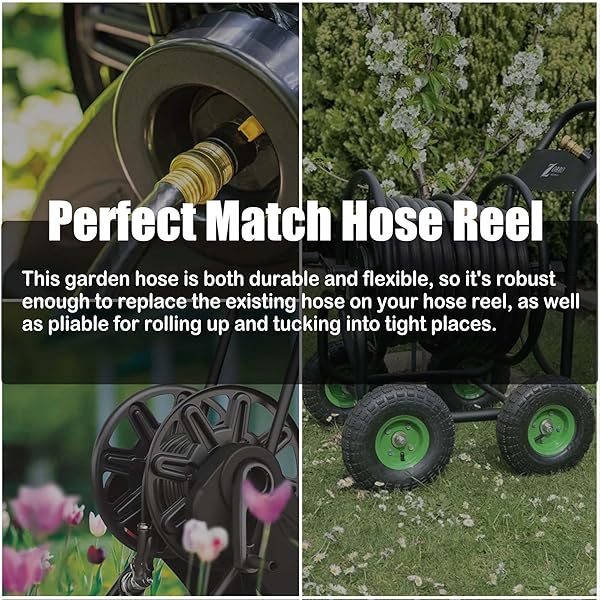 FANGFARM RUBBER GARDEN HOSE 50FT: 5/8″ HEAVY DUTY FLEXIBLE HOSE FOR LARGE YARDS & EXTENDED REACH – STURDY WATER HOSE WITH BRASS FITTINGS FOR DRIVEWAYS RV SETUP & HIGH-DEMAND OUTDOOR USE