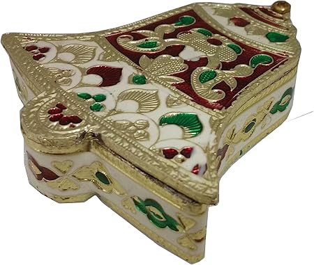 Caja de Kumkum, caja de forma de campana Kumkum con diseño de flores, Haldi Dabbi, caja