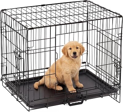 Vivo Technologies 24'' Small Dog Crate 2 Doors Front Side Tray Portable