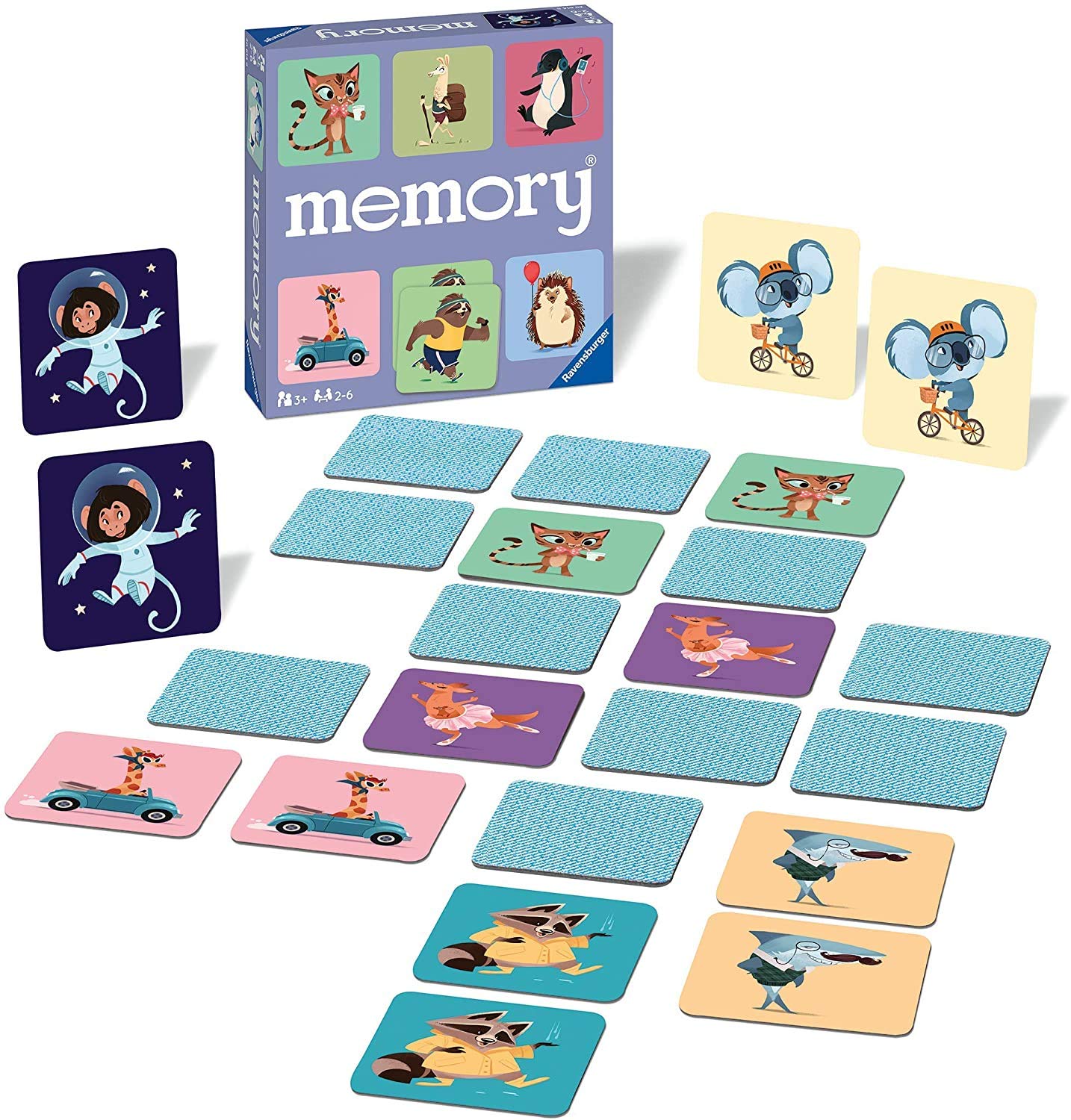 Ravensburger Happy Animals Memory Matching Picture Snap Pairs Game for Kids Age 3 Years Up