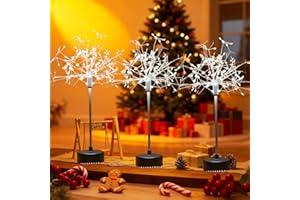 gifskiu Nest and Flowers Table Lights,Mini Table Starburst Lights Warm White LED Fireworks Light Christmas Firework Centerpiece Light Decorative Starburst Firework Lamp Party Indoor Decor(White,1PC)