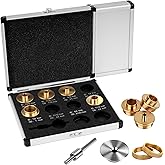 SpeTool 10-Piece Brass Router Template Bushing Guide Set with Centering Pin&Cone for Porter Cable Style Router Sub Bases Incl