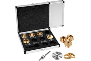 SpeTool 10-Piece Brass Router Template Bushing Guide Set with Centering Pin&Cone for Porter Cable Style Router Sub Bases Incl