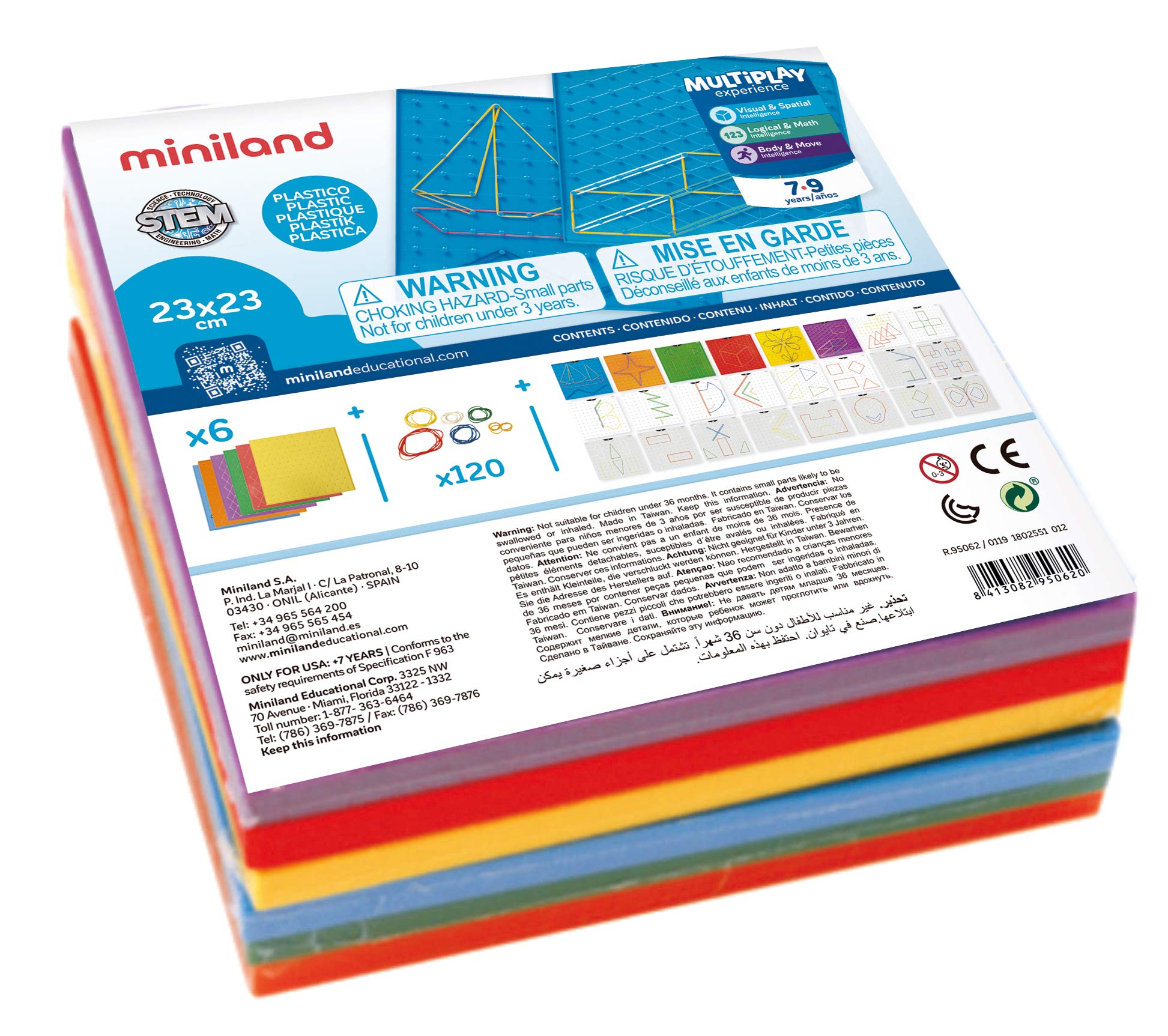 Miniland 23 cm 6 Colors Geoboards Set (6-Piece) 95062