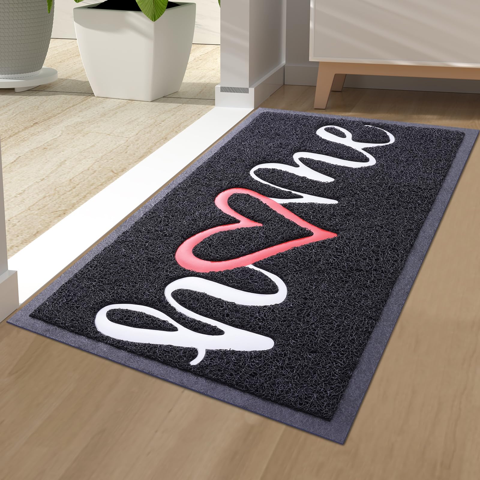 Homaxy Home Door Mat, Dirt Trapper Doormats Non-Slip Low Profile Durable Door Mat for Outdoor, Indoor, Entrance, Patio, Front Back Door — (44 x 76cm, Black) — image 1