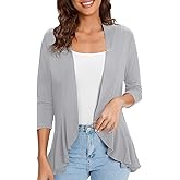 Urban CoCo Women's 3/4 Sleeve Casual Cardigans for Women Trendy Open Front Lightweight Cover Ups