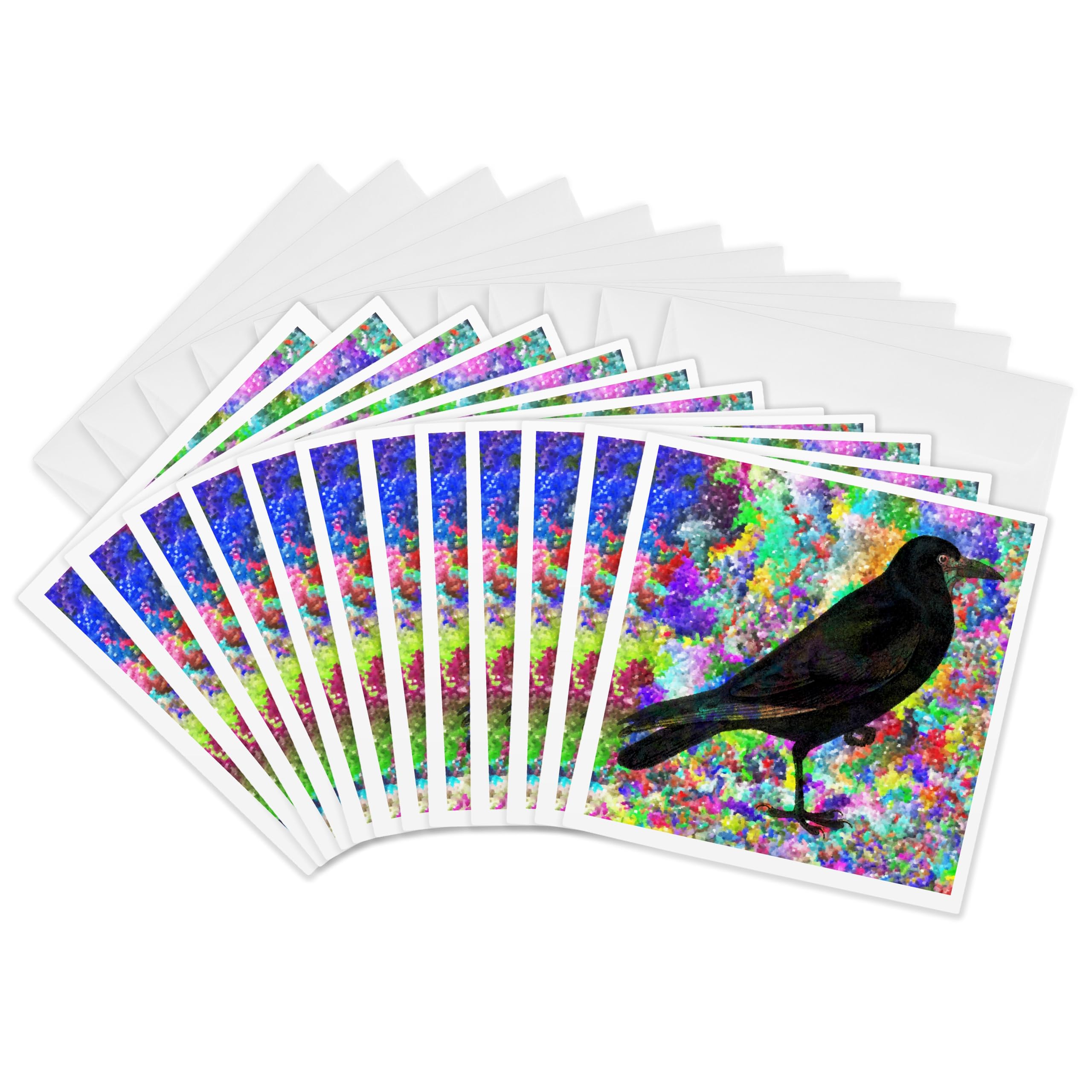 3dRose gc_164134_2 6 x 6-Inch "Crow in an Abstract Pattern x Angelandspot" Greeting Card (Set of 12)