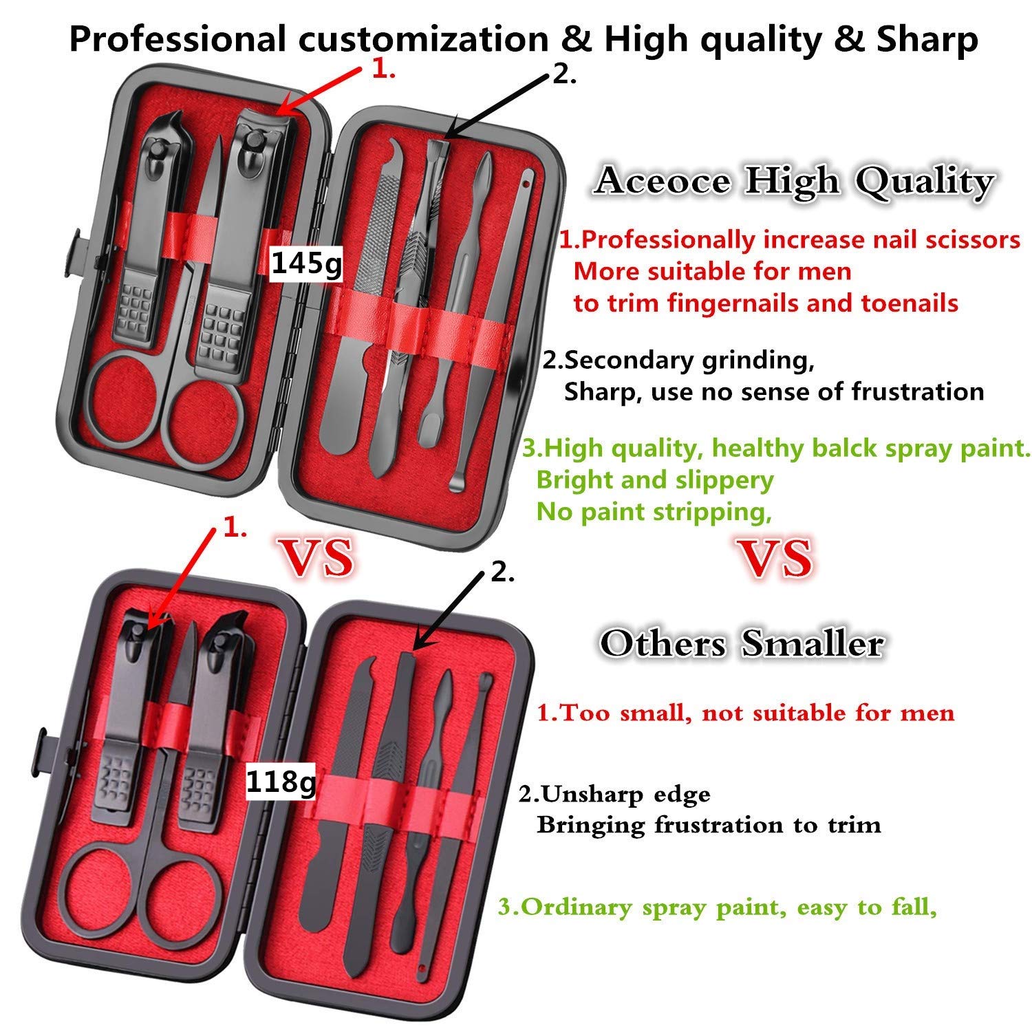 Manicure Set Personal care - Nail Clipper Kit Luxury Manicure 8 In 1 Professional Pedicure Set Grooming kit Gift for Men Husband Boyfriend Lover Parents Women Elder Patient Nail Care: Beauty