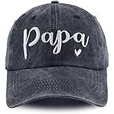 Papa Hats for Men, Adjustable Cotton Embroidered Little Heart Papa Baseball Cap