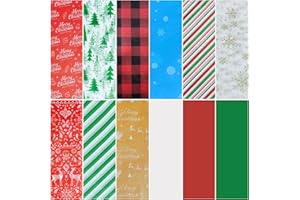 ICOSHOW 180 Sheets Christmas Tissue Paper - 20" x 20" Christmas Wrapping Tissue Value Pack Gift Wrapping Paper for Christmas Holiday Flowers Gift Boxes (12 Designs)