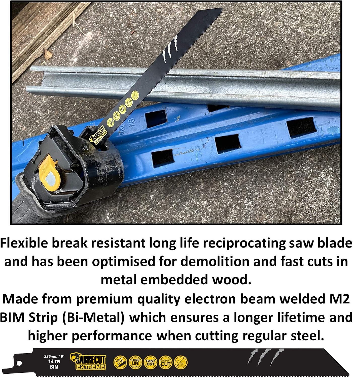 3 x SabreCut SCRSKM3B Mixed 225mm S1110DF S1122HF S1122BF Fast Wood and Metal Cutting Reciprocating Saw Blades - Image 3