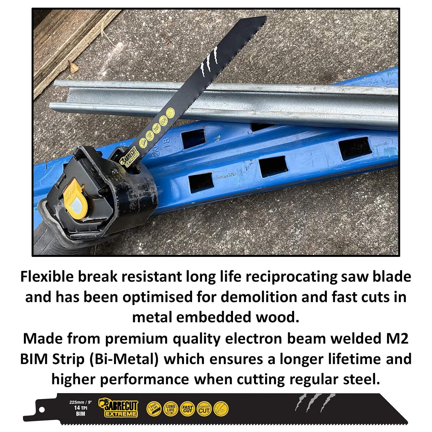 3 x SabreCut SCRS1122BF_3 225mm 14 TPI S1122BF Fast Wood and Metal Cutting Reciprocating Sabre Saw Blades - Image 3