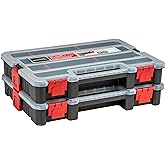 2-Pack Small Parts Organizer Box – Stackable Hardware Storage Organizer Case with 20 Compartments & Dividers – Screw, Nut, Bolt, Drill Bit Organizer for Garage, Workshop, Crafts