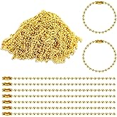 300 Pcs Gold Ball Chain Bulk,Metal Bead Chain,Keychain Chains,Gold Nickel Plated Metal 3.9" Long 2.4mm Ball Bead Chains,for Hanging Christmas Decoration