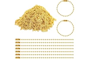 300 Pcs Gold Ball Chain Bulk,Metal Bead Chain,Keychain Chains,Gold Nickel Plated Metal 3.9" Long 2.4mm Ball Bead Chains,for H