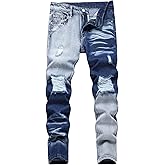 Anbreuinron Boy's Skinny Fit Comfy Jeans Ripped Destroyed Distressed Stylish Slim Washed Denim Jeans Pants