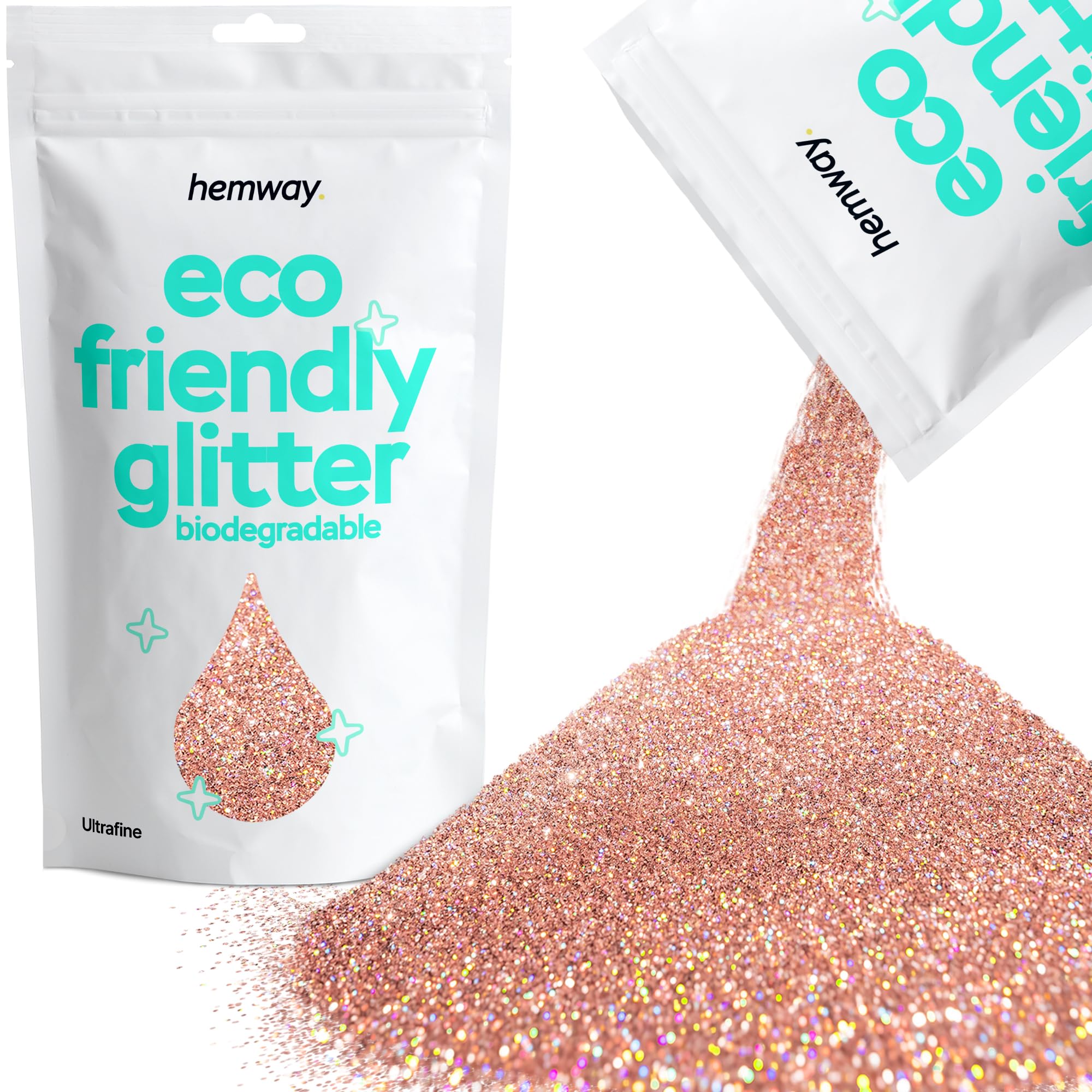 Eco Friendly Biodegradable Glitter | Rose Gold Holographic - Ultrafine 100g, Plant Based, Biodegradable Glitter for Craft, Face, Hair, Nail, Body and Festival - Hemway — image 1