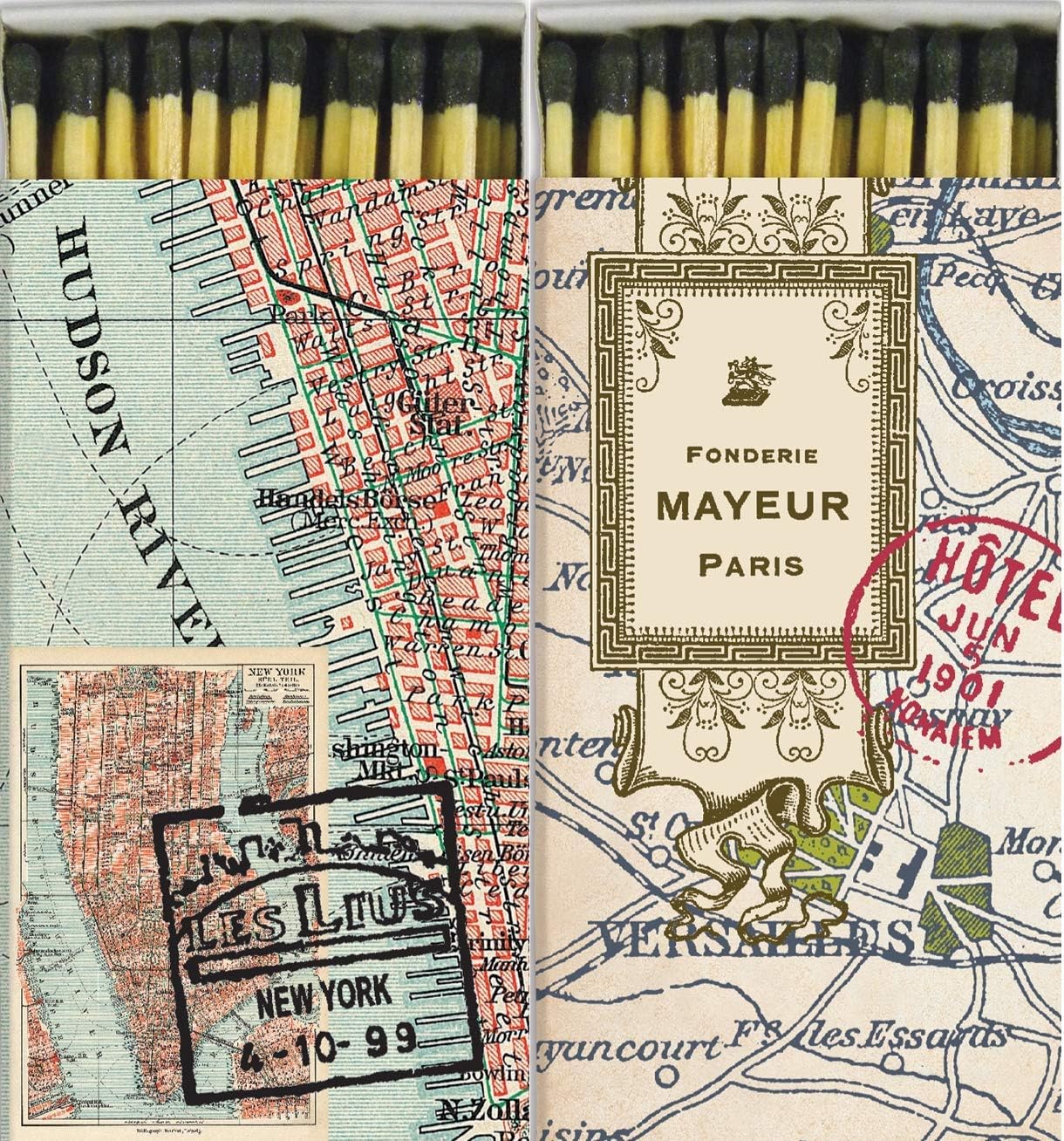 Amazon Com Match Boxes New York City And Paris Maps With Long
