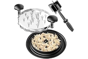 Burcha Design Chicken Shredder with Meat Chopper, Meat Shredder Tool with Clean Cover and Non-Slip Based, Chicken Shredder Tool Twist, Chicken Grinder with Ergonomic Handle- Dishwasher Safe, BPA Free