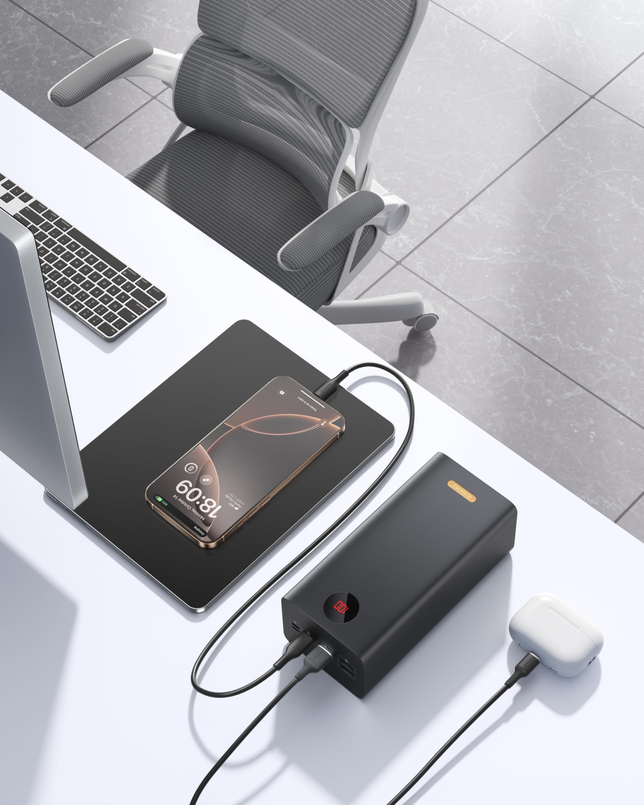 ROMOSS 60,000mAh Large Power Bank, High Capacity Portable Charger 22.5W USB C Fast Charging, Long Lasting External Battery Pack with 4 Outputs & 3 Inputs for iPad, iPhone, Samsung, Switch and More